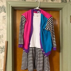 Vintage Girls Diane Von Furstenberg DVF Dress & Cardigan Set Size 14 Made in USA